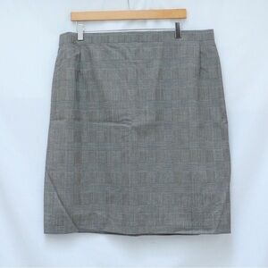 DAKS Signature pencil skirt straight short knee length grey plaid window pane 18